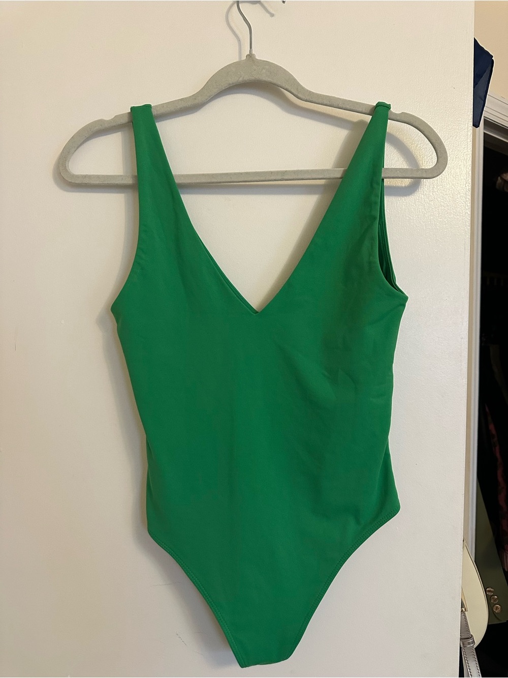 Green V-Neck Aritzia Bodysuit